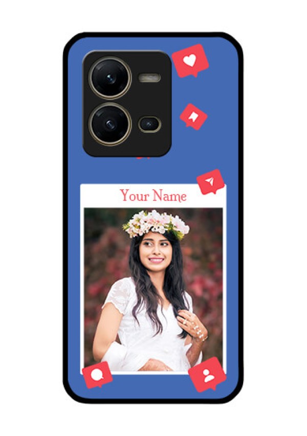 Vivo V25 5G Custom Glass Phone Case - Like Share And Comment Design
