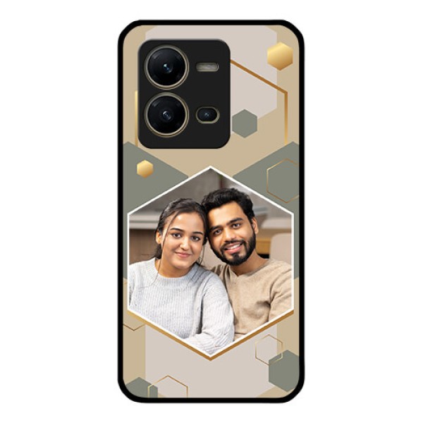 Vivo V25 5G Photo Printing on Glass Case - Stylish Hexagon Pattern Design Vivo V25 5G Photo Printing on Glass Case - Stylish Hexagon Pattern Design