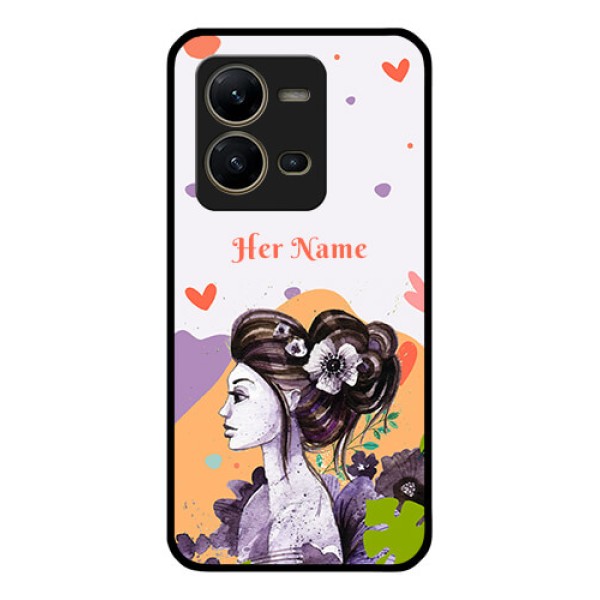 Vivo V25 5G Personalized Glass Phone Case - Woman And Nature Design Vivo V25 5G Personalized Glass Phone Case - Woman And Nature Design