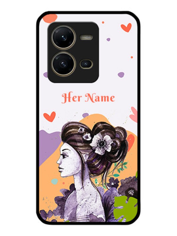 Custom Vivo V25 5G Personalized Glass Phone Case - Woman And Nature Design