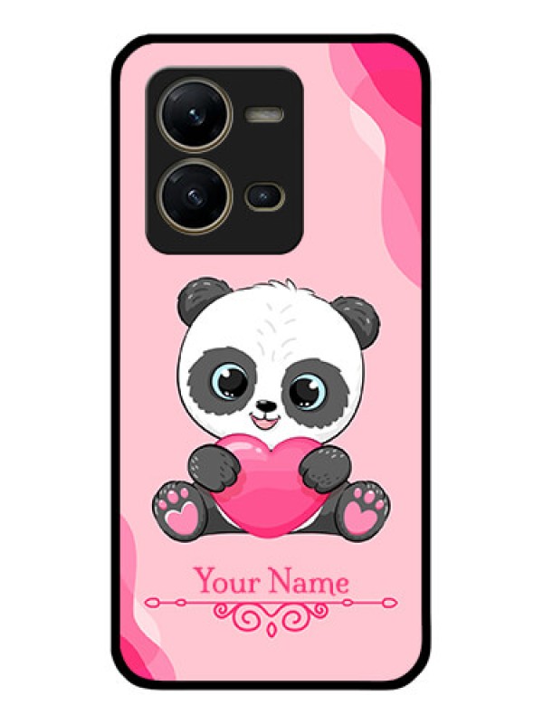 Custom Vivo V25 5G Custom Glass Mobile Case - Cute Panda Design
