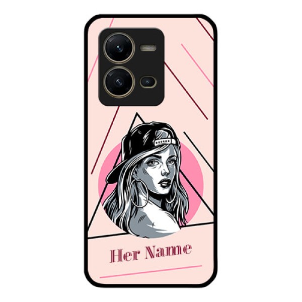Vivo V25 5G Personalized Glass Phone Case - Rockstar Girl Design