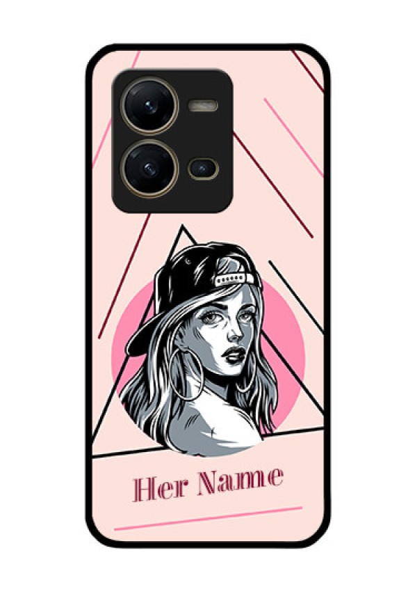 Vivo V25 5G Personalized Glass Phone Case - Rockstar Girl Design