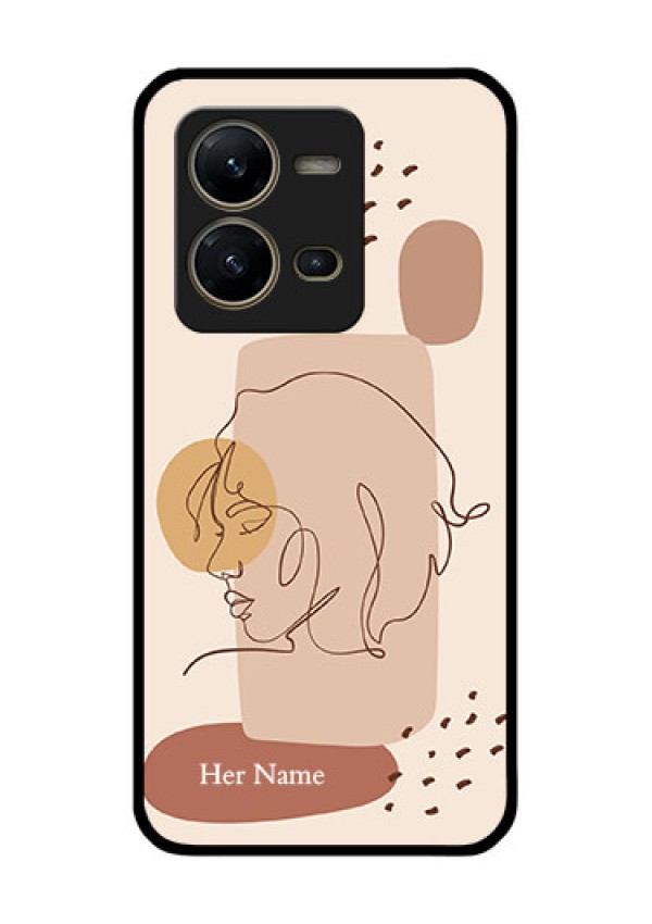 Vivo V25 5G Photo Printing on Glass Case - Calm Woman line art Design