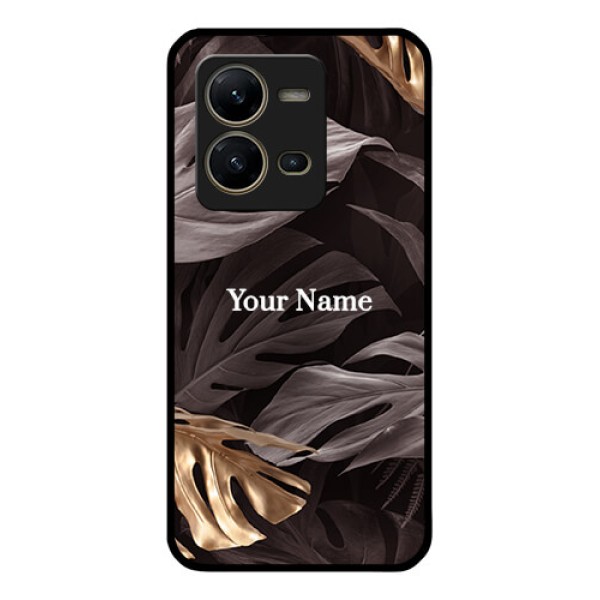 Vivo V25 5G Personalised Glass Phone Case - Wild Leaves digital paint Design Vivo V25 5G Personalised Glass Phone Case - Wild Leaves digital paint Design