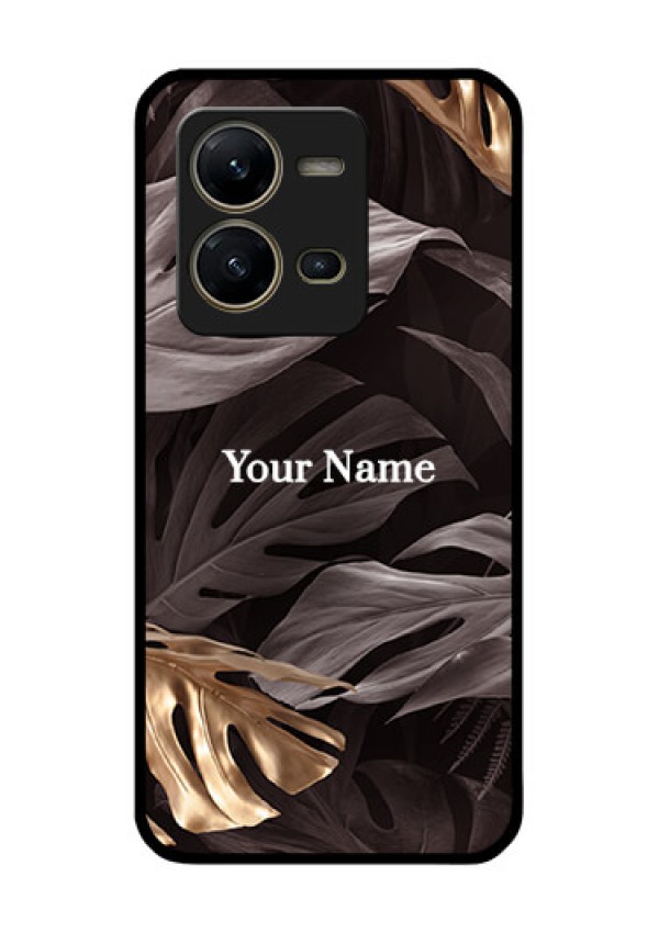 Vivo V25 5G Personalised Glass Phone Case - Wild Leaves digital paint Design