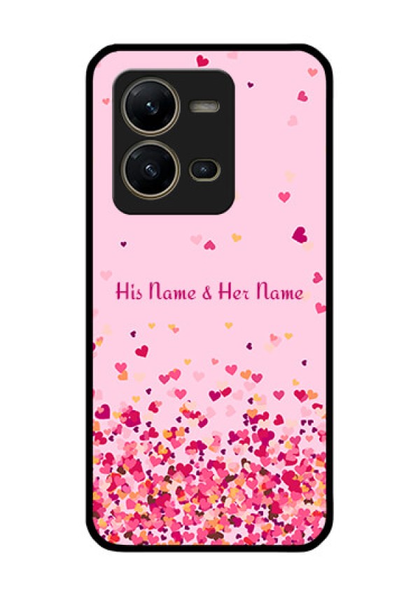 Vivo V25 5G Photo Printing on Glass Case - Floating Hearts Design