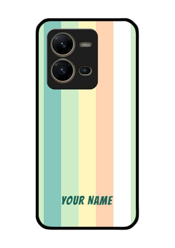 Vivo V25 5G Photo Printing on Glass Case - Multi-colour Stripes Design