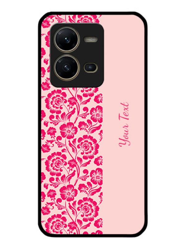 Custom Vivo V25 5G Custom Glass Phone Case - Attractive Floral Pattern Design