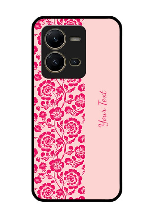 Vivo V25 5G Custom Glass Phone Case - Attractive Floral Pattern Design