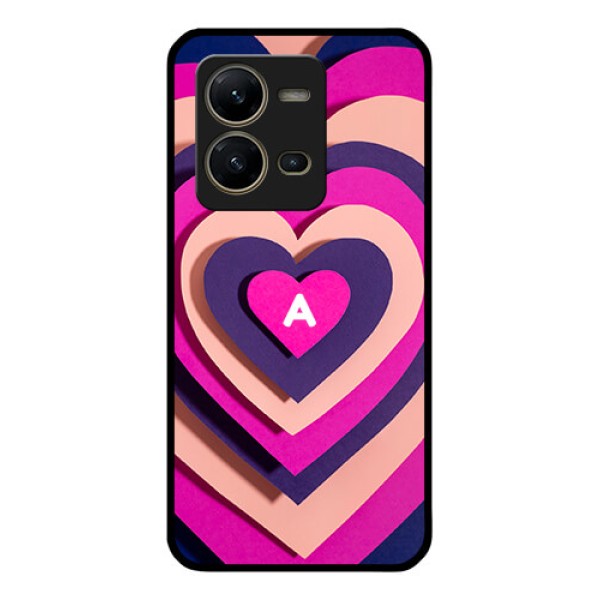 Vivo V25 5G Custom Glass Mobile Case - Cute Heart Pattern Design