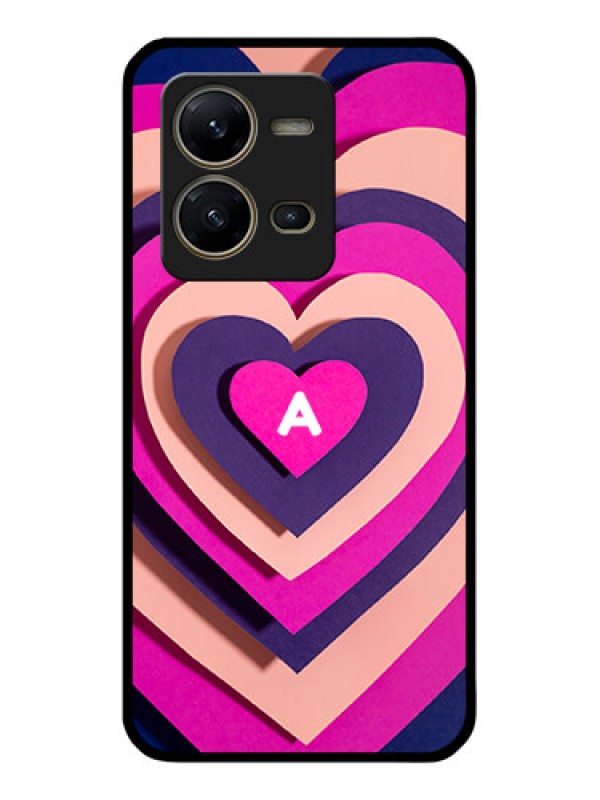 Custom Vivo V25 5G Custom Glass Mobile Case - Cute Heart Pattern Design