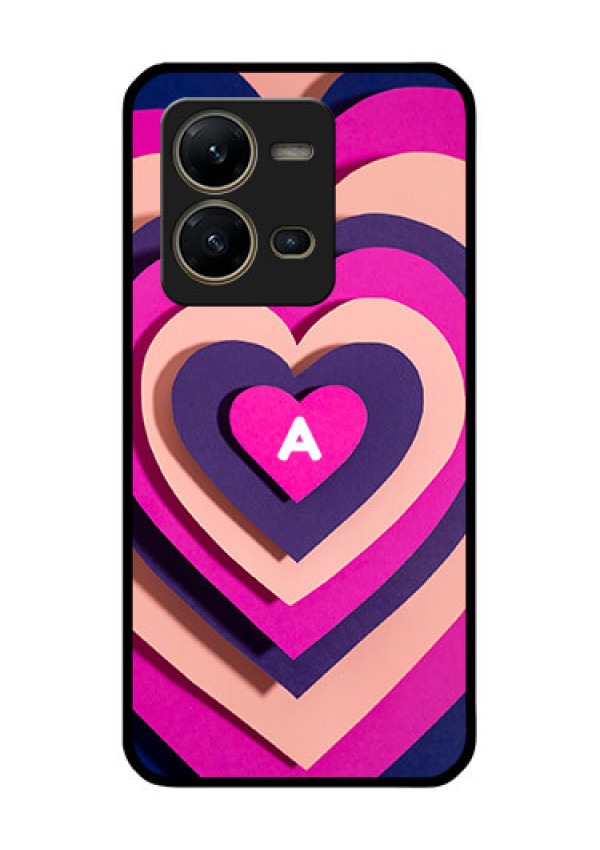 Vivo V25 5G Custom Glass Mobile Case - Cute Heart Pattern Design