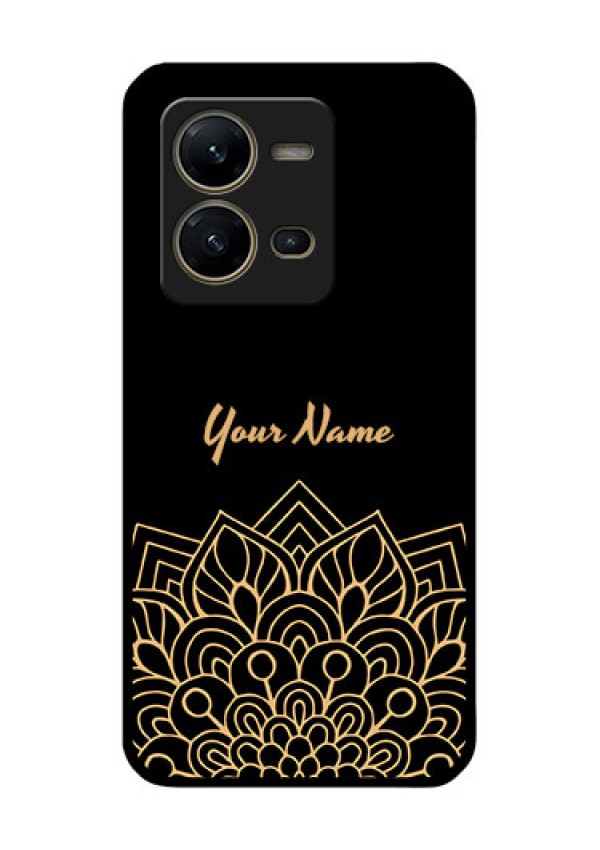 Vivo V25 5G Custom Glass Phone Case - Golden mandala Design