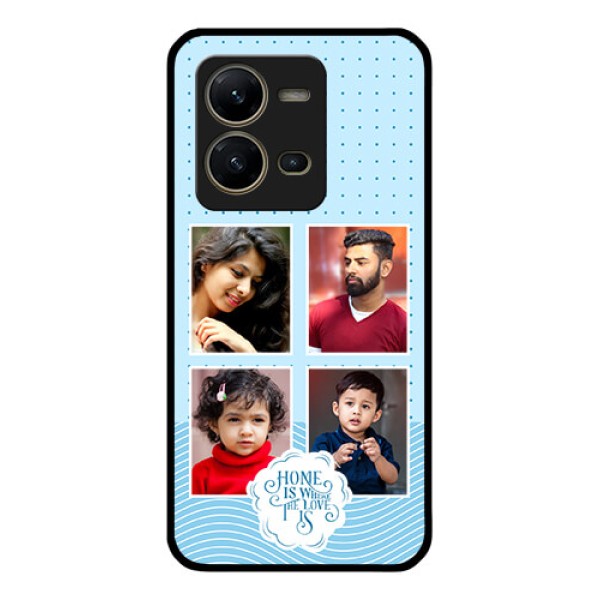 Vivo V25 5G Custom Glass Phone Case - Cute love quote with 4 pic upload Design Vivo V25 5G Custom Glass Phone Case - Cute love quote with 4 pic upload Design