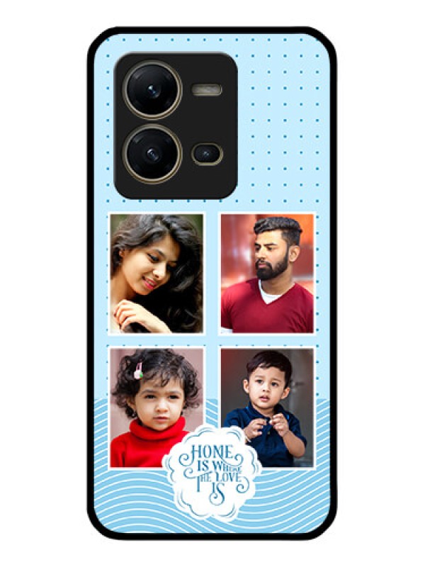 Custom Vivo V25 5G Custom Glass Phone Case - Cute love quote with 4 pic upload Design