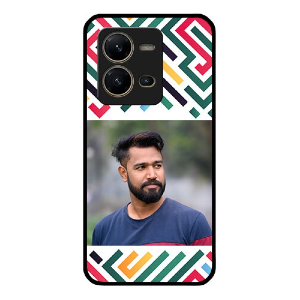 Vivo V25 5G Personalized Glass Phone Case - Colorful Maze Pattern Design