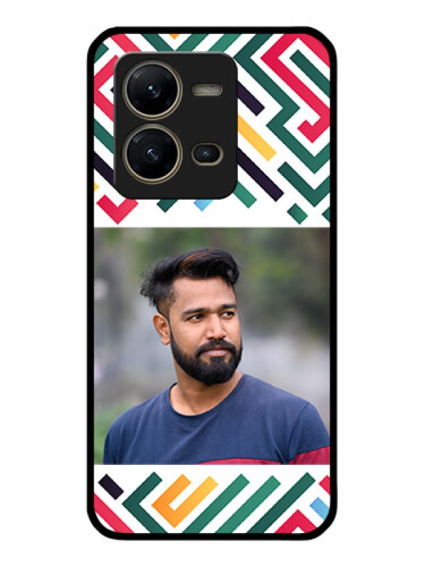 Custom Vivo V25 5G Personalized Glass Phone Case - Colorful Maze Pattern Design
