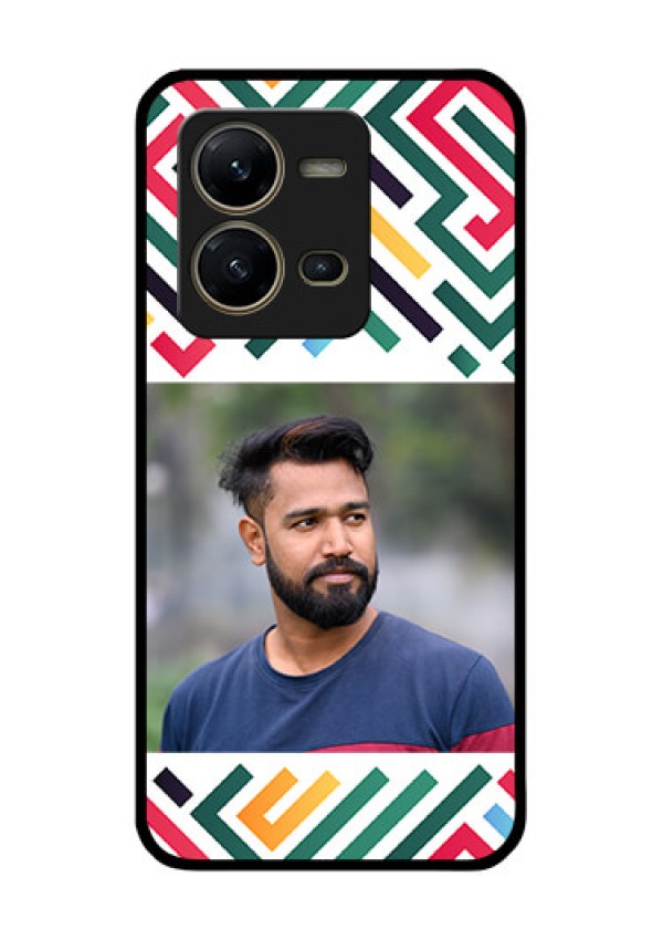 Vivo V25 5G Personalized Glass Phone Case - Colorful Maze Pattern Design