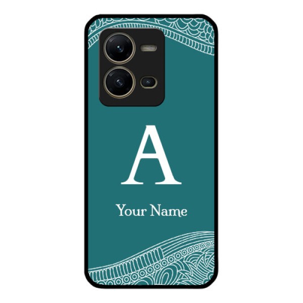 Vivo V25 5G Personalized Glass Phone Case - line art pattern with custom name Design Vivo V25 5G Personalized Glass Phone Case - line art pattern with custom name Design