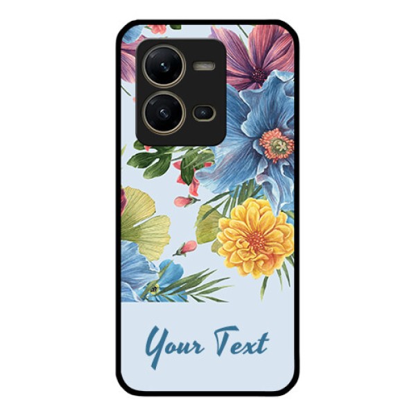 Vivo V25 5G Custom Glass Mobile Case - Stunning Watercolored Flowers Painting Design Vivo V25 5G Custom Glass Mobile Case - Stunning Watercolored Flowers Painting Design
