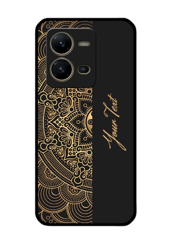 Vivo V25 5G Photo Printing on Glass Case - Mandala art with custom text Design