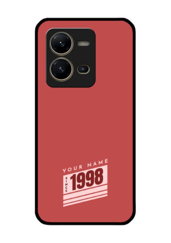 Vivo V25 5G Custom Glass Phone Case - Red custom year of birth Design