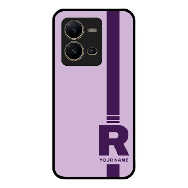 Vivo V25 5G Photo Printing on Glass Case - Simple dual tone stripe with name Design Vivo V25 5G Photo Printing on Glass Case - Simple dual tone stripe with name Design