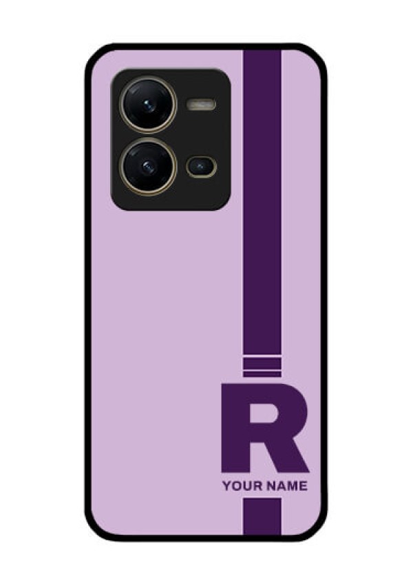 Vivo V25 5G Photo Printing on Glass Case - Simple dual tone stripe with name Design