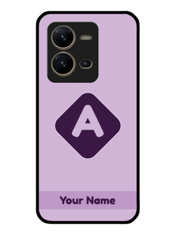 Custom Vivo V25 5G Custom Glass Mobile Case - Custom Letter in curved badge Design