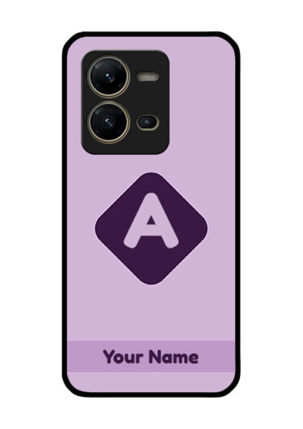 Vivo V25 5G Custom Glass Mobile Case - Custom Letter in curved badge Design