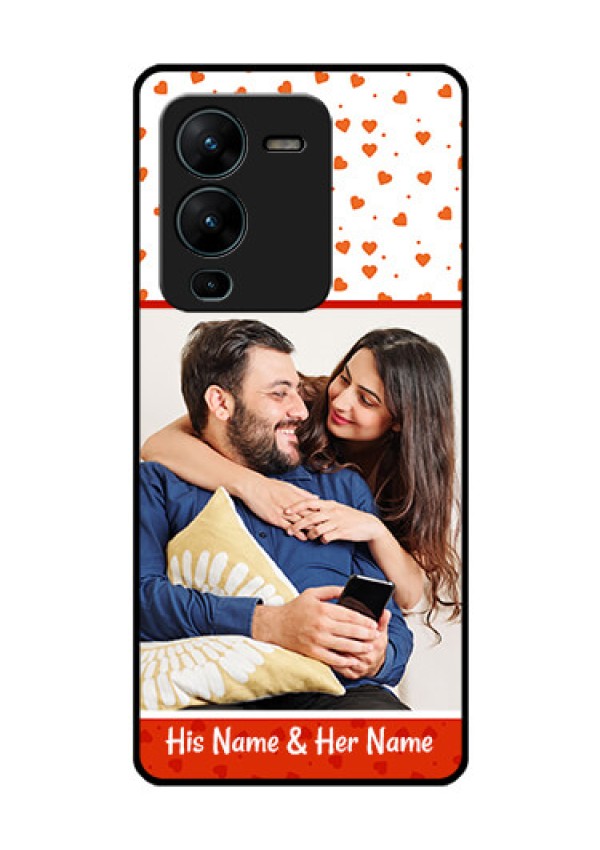 Vivo V25 Pro 5G Custom Glass Phone Case - Orange Love Symbol Design