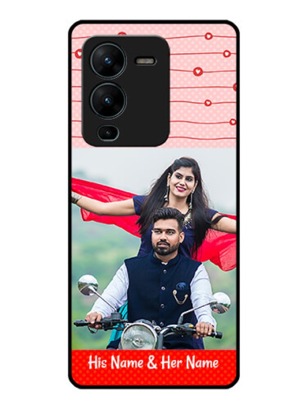 Custom Vivo V25 Pro 5G Personalized Glass Phone Case - Red Pattern Case Design