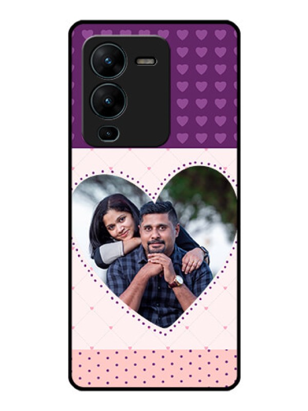 Custom Vivo V25 Pro 5G Custom Glass Phone Case - Violet Love Dots Design