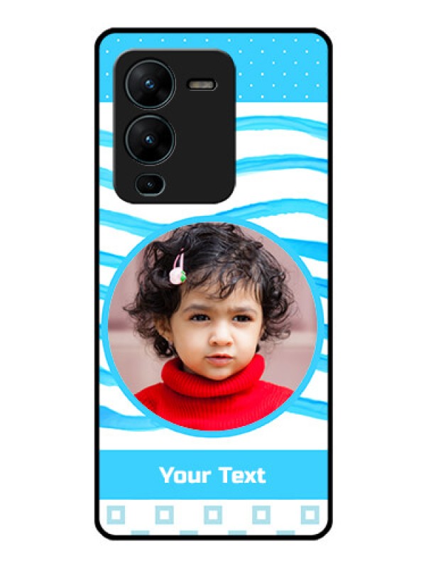 Custom Vivo V25 Pro 5G Custom Glass Phone Case - Simple Blue Case Design