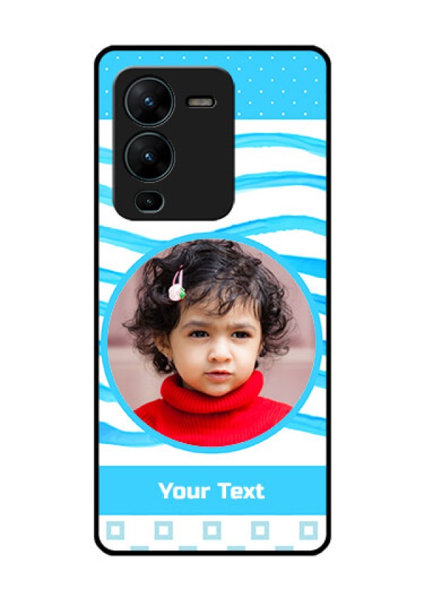 Vivo V25 Pro 5G Custom Glass Phone Case - Simple Blue Case Design