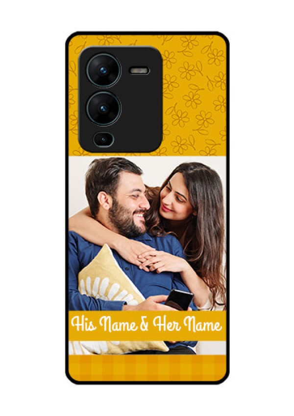 Vivo V25 Pro 5G Custom Glass Mobile Case - Yellow Floral Design