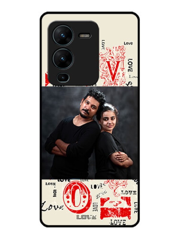 Custom Vivo V25 Pro 5G Photo Printing on Glass Case - Trendy Love Design Case