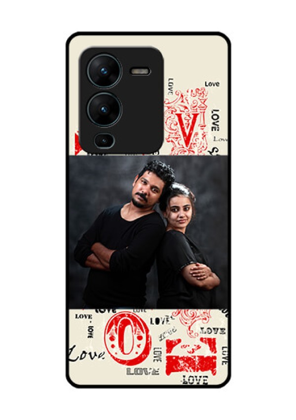 Vivo V25 Pro 5G Photo Printing on Glass Case - Trendy Love Design Case
