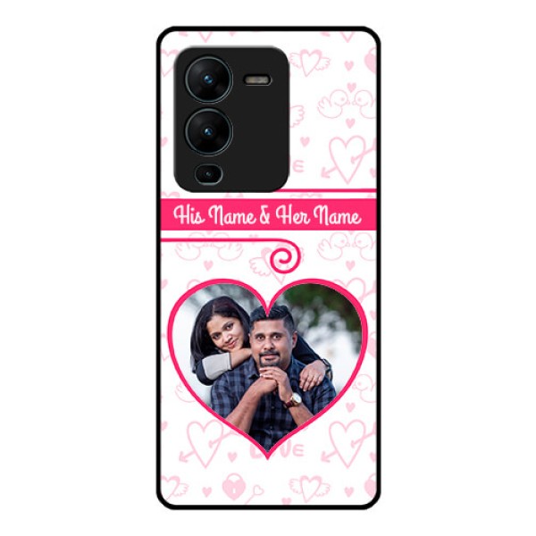 Vivo V25 Pro 5G Personalized Glass Phone Case - Heart Shape Love Design