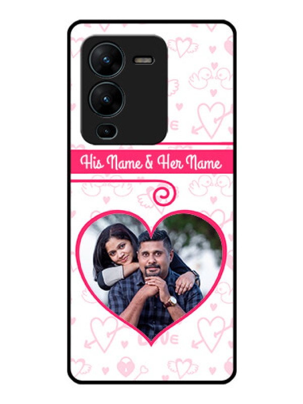 Custom Vivo V25 Pro 5G Personalized Glass Phone Case - Heart Shape Love Design