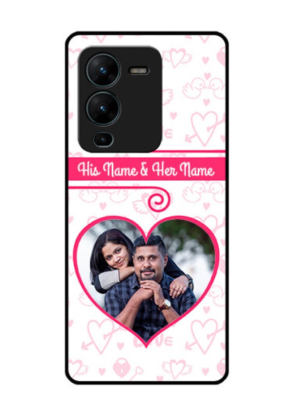 Vivo V25 Pro 5G Personalized Glass Phone Case - Heart Shape Love Design