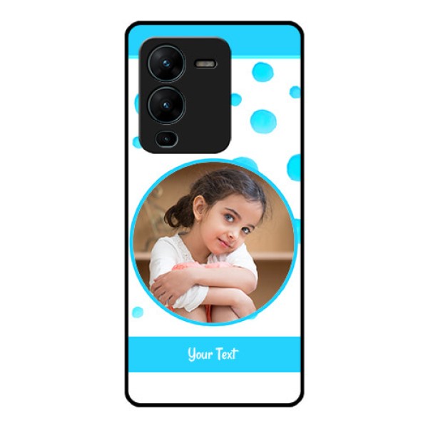 Vivo V25 Pro 5G Photo Printing on Glass Case - Blue Bubbles Pattern Design