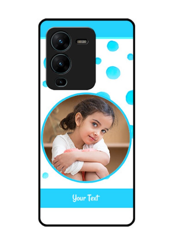 Vivo V25 Pro 5G Photo Printing on Glass Case - Blue Bubbles Pattern Design