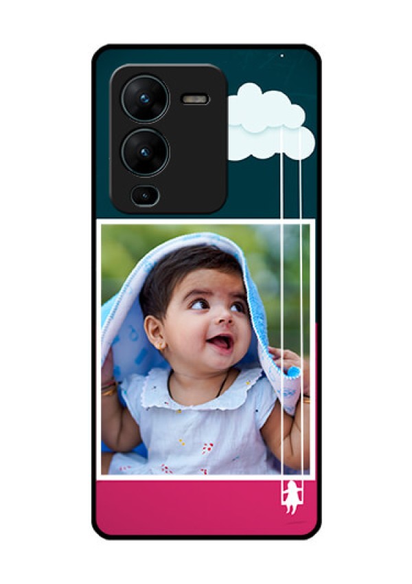 Vivo V25 Pro 5G Custom Glass Phone Case - Cute Girl with Cloud Design