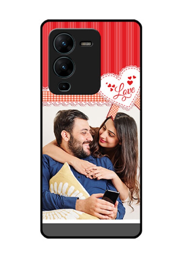 Vivo V25 Pro 5G Custom Glass Mobile Case - Red Love Pattern Design