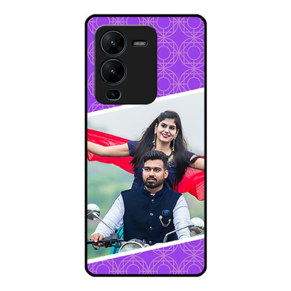 Vivo V25 Pro 5G Custom Glass Phone Case - Violet Pattern Design