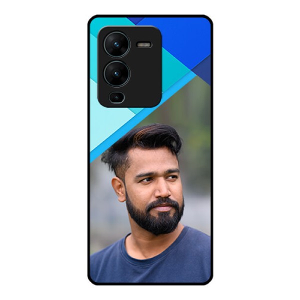 Vivo V25 Pro 5G Custom Glass Phone Case - Blue Pattern Design