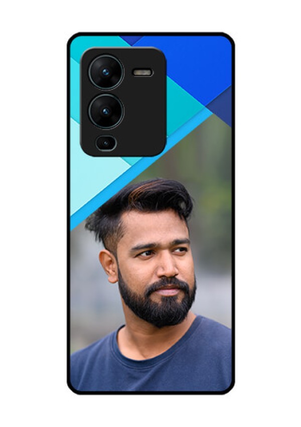 Vivo V25 Pro 5G Custom Glass Phone Case - Blue Pattern Design