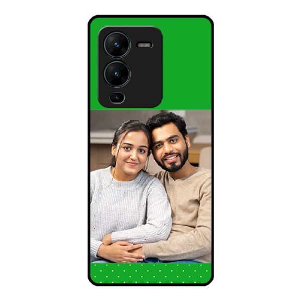 Vivo V25 Pro 5G Personalized Glass Phone Case - Green Pattern Design